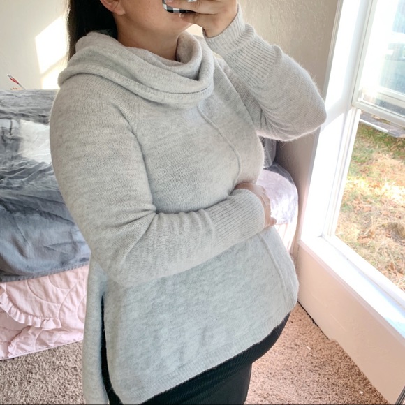 For Thee grey cowl neck tunic alpaca blend sweater - Picture 1 of 7